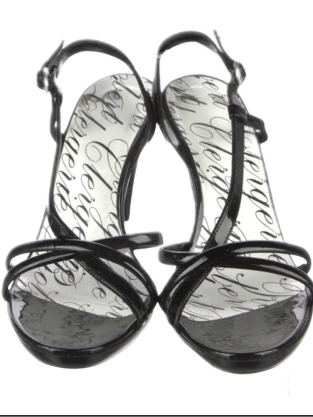 Robert Clergerie Black Patent Leather Slingback Heels semi-vintage Sz 11 NWB - Picture 2 of 14